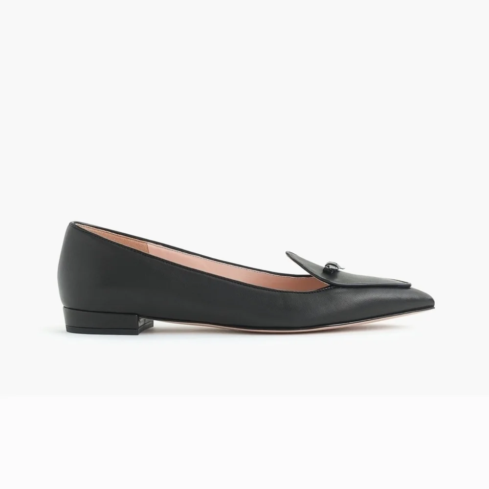 Black Leather Women's Flats